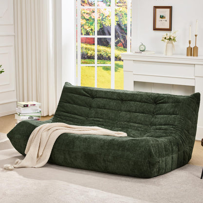 Bean Bag Chairs for Adults Giant Bean Bag Chair Memory Foam BeanBag Chair Bean Bag Sofa with Filler Faux Fur Fireside Beanbags Lazy Sofa for Living Room Bedroom Office (Green Chenille, 3-Seater)