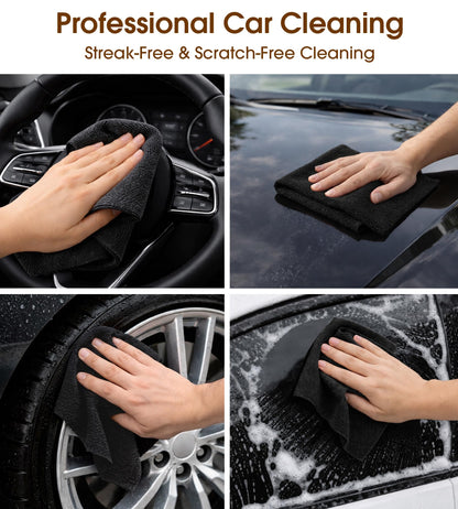 KitchLife Microfiber Cleaning Cloth Roll, 100 Pack - Tear-Away Microfiber Paper Towels, Lint-Free, Reusable, Washable for Kitchen, Car, Dishes, and Sensitive Surfaces (Black)