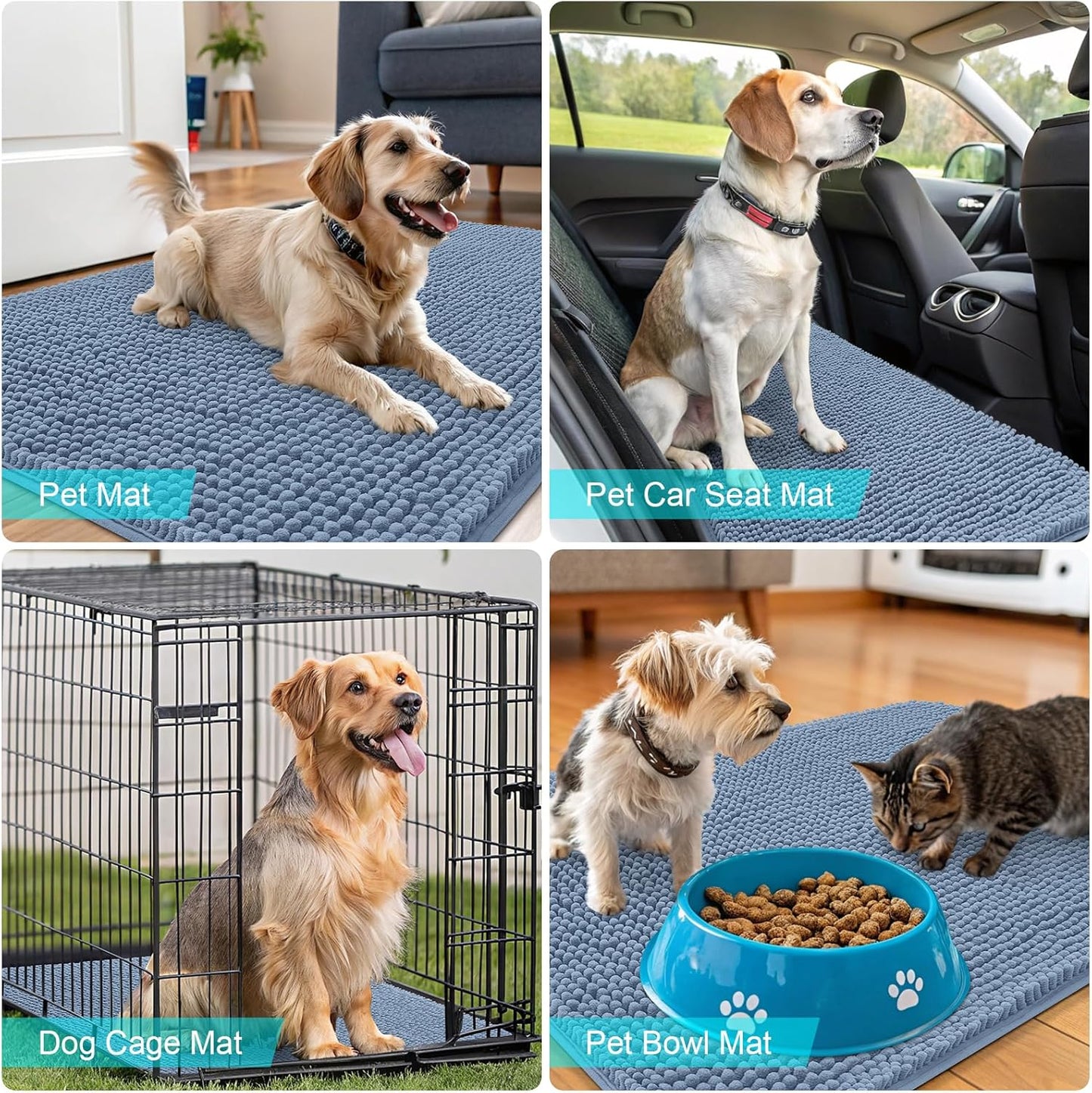 OLANLY Dog Door Mat - Absorbent Non-Slip Washable Doormat for Muddy Paws | 24x16 Airy Blue