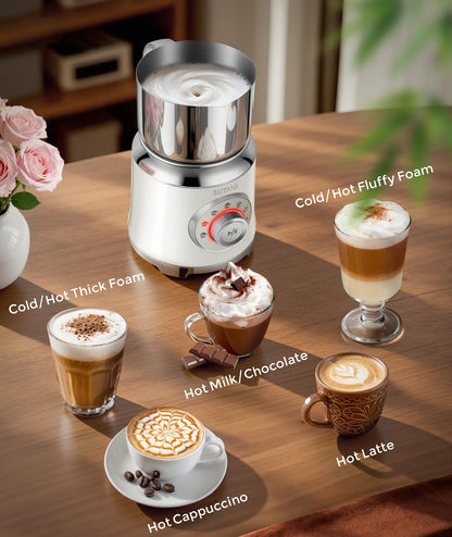 Milk Frother, 27oz All-in-1 Milk Steamer and Frother for Coffee, Variable Froth Thickness, Hot & Cold Foam Milk Warmer with Temperature Control