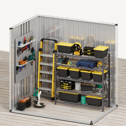 DWVO 6x4ft Metal Outdoor Storage Shed with Window, Lockable Tool Storage Sheds, Steel Garden Sheds with Sloped Roof for Backyard, Patio, Garage, Lawn, Gray + White