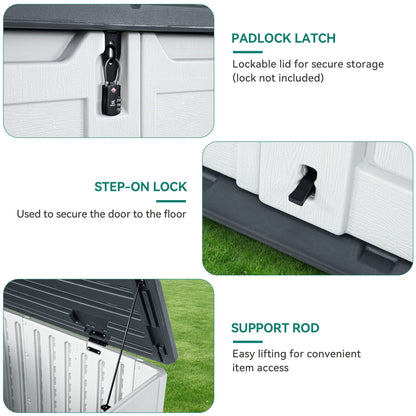 YITAHOME Outdoor Resin Storage Sheds, 39 in Height Lockable Waterproof Horizontal Shed w/o Shelf, Easy to Assemble Shed Storage for Garden Tools, Light Gray