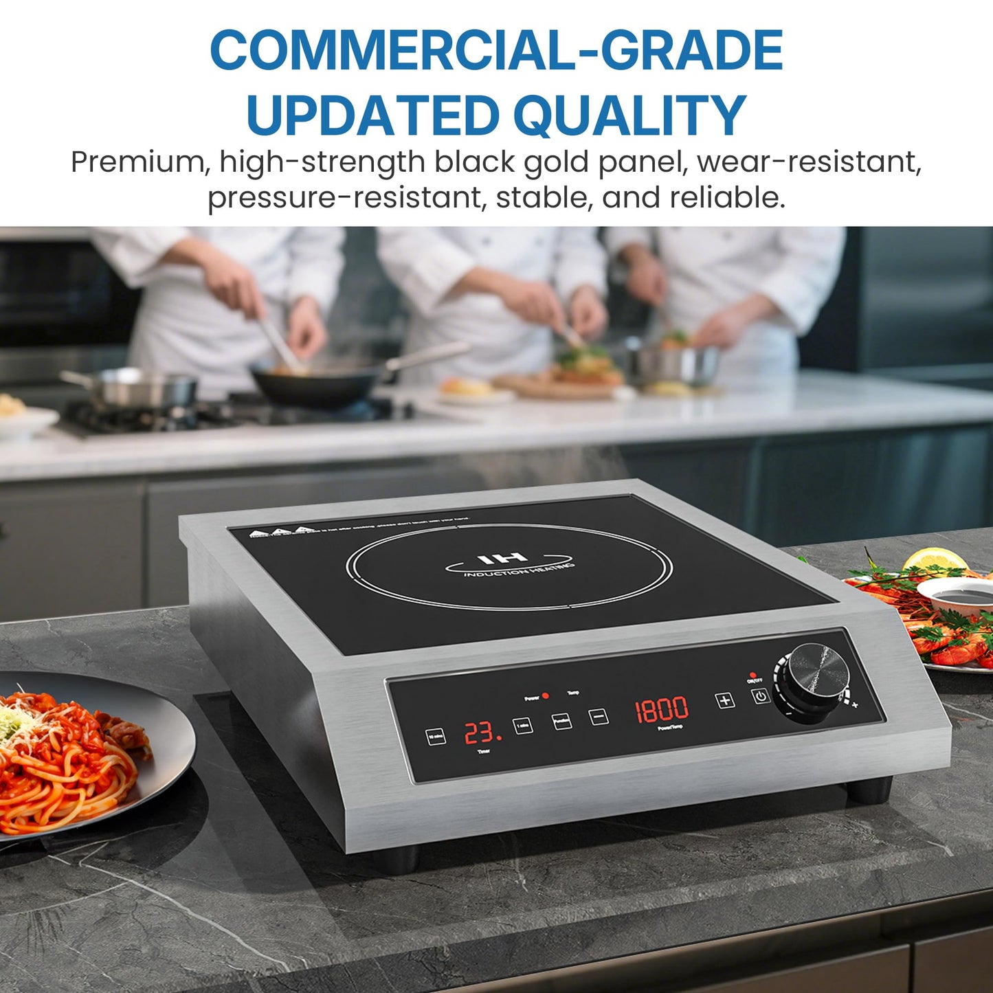 SUNVIVIPRO Commercial Induction Cooktop 1800W, Professional Electric Countertop Burner, 10 Power & 10 Temp Setting, Induction Hot Plate with Timer, Electric Stove with LED Screen, Black