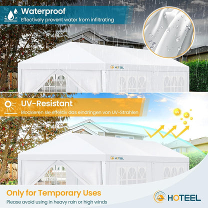 HOTEEL 10x20FT Party Tent with 6 Removable Sidewalls for Parties, Waterproof Carpas para Fiestas, Weddings, BBQ, Outdoor Large Event Canopy, Patio Camping Gazebo, White