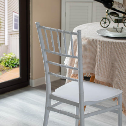 Fabulaxe Modern White Stackable Chiavari Dining Chair, Seating for Dining, Events and Weddings, Party Chair, White, Set of 4