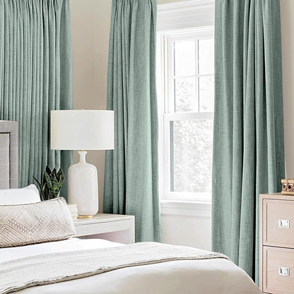 MIULEE Blackout Curtains - 100% Thermal Insulated Linen Texture - Seafoam Green | 52x108 Inch (2 Panels)