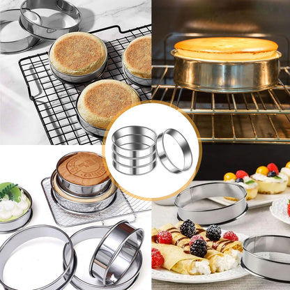 20 PCS English Muffin Rings - 4 Inch and 3.35 Inch Set Stainless Steel Crumpet Rings, Nonstick Muffin Pastry Cake Cookie Ring, Double Rolled Metal Round Tart Ring Egg Molds for Home Baking Cooking