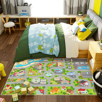 Auetwyona 3' 5' Boys Car Rugs for Kids Toy Cars,CityLife Airport & City Road Rug for Playroom Car Track Play Mat Carpet