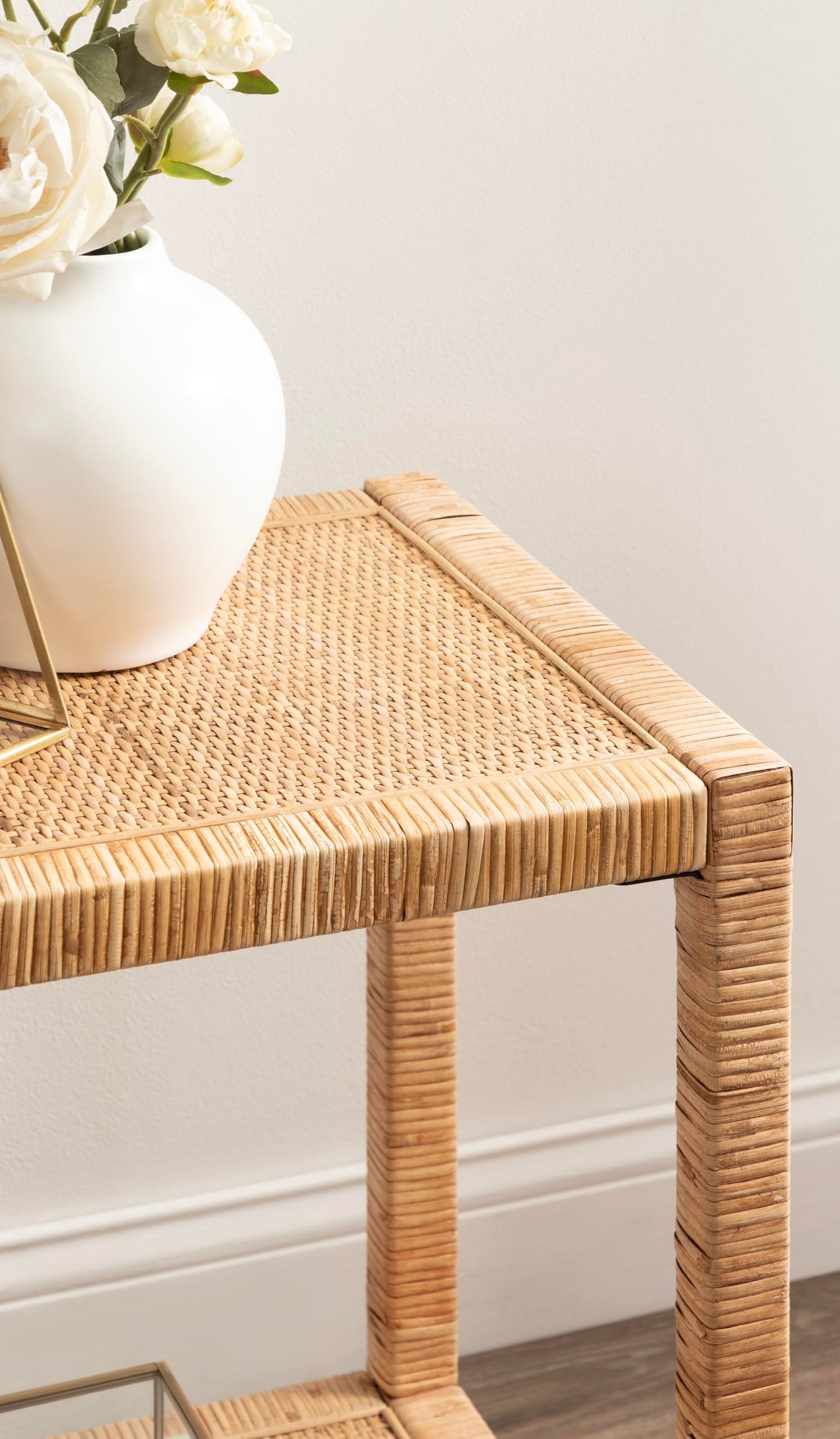 Kate and Laurel Rafina Coastal Rectangle Rattan Side Table, 22 x 14 x 24, Natural Brown, Transitional Boho Rectangular Woven Rattan End Table for Use as Living Room Decor Accent
