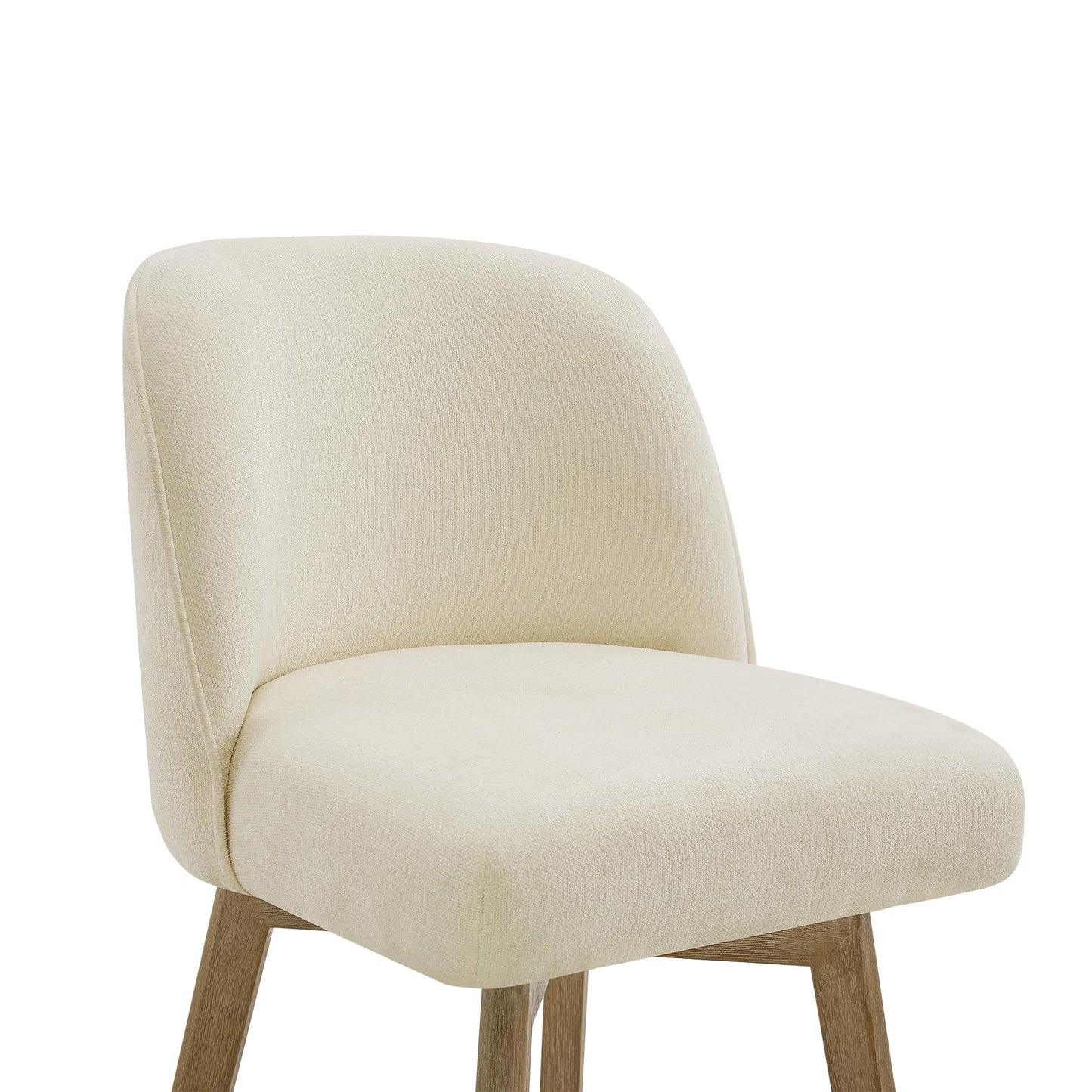 CHITA Modern Swivel Counter Height Bar Stools Set of 2, 26" Upholstered Counter Stools, Solid Wood Legs, Comfortable Cushioned Seat, Cream Fabric