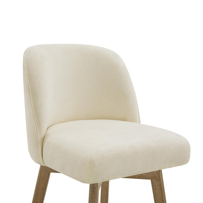 CHITA Modern Swivel Counter Height Bar Stools Set of 2, 26" Upholstered Counter Stools, Solid Wood Legs, Comfortable Cushioned Seat, Cream Fabric