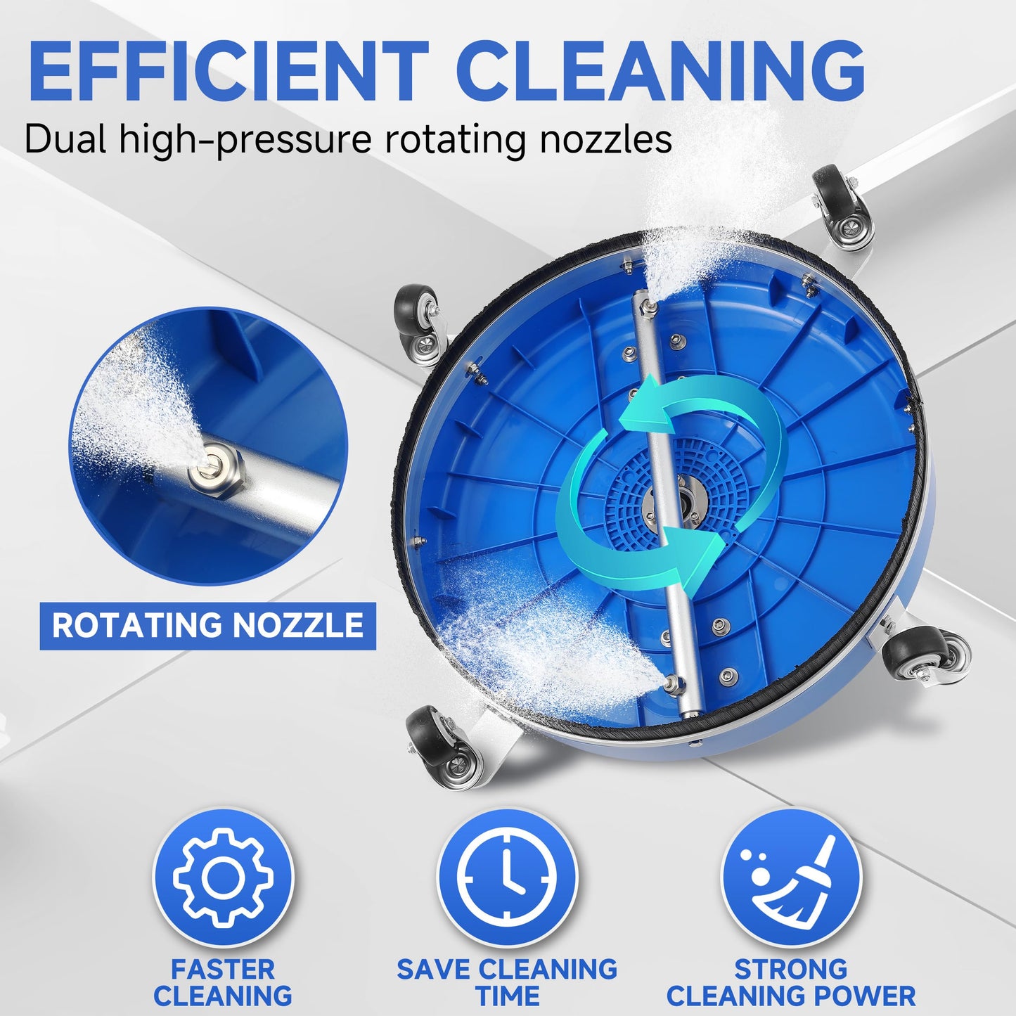 RIDGE WASHER 20’’ Pressure Washer Surface Cleaner, 4500 PSI Surface Cleaner with Dual Handle, Power Washer Surface Cleaner Attachment with Wheels for Cleaning Driveways, Sidewalks, Patios