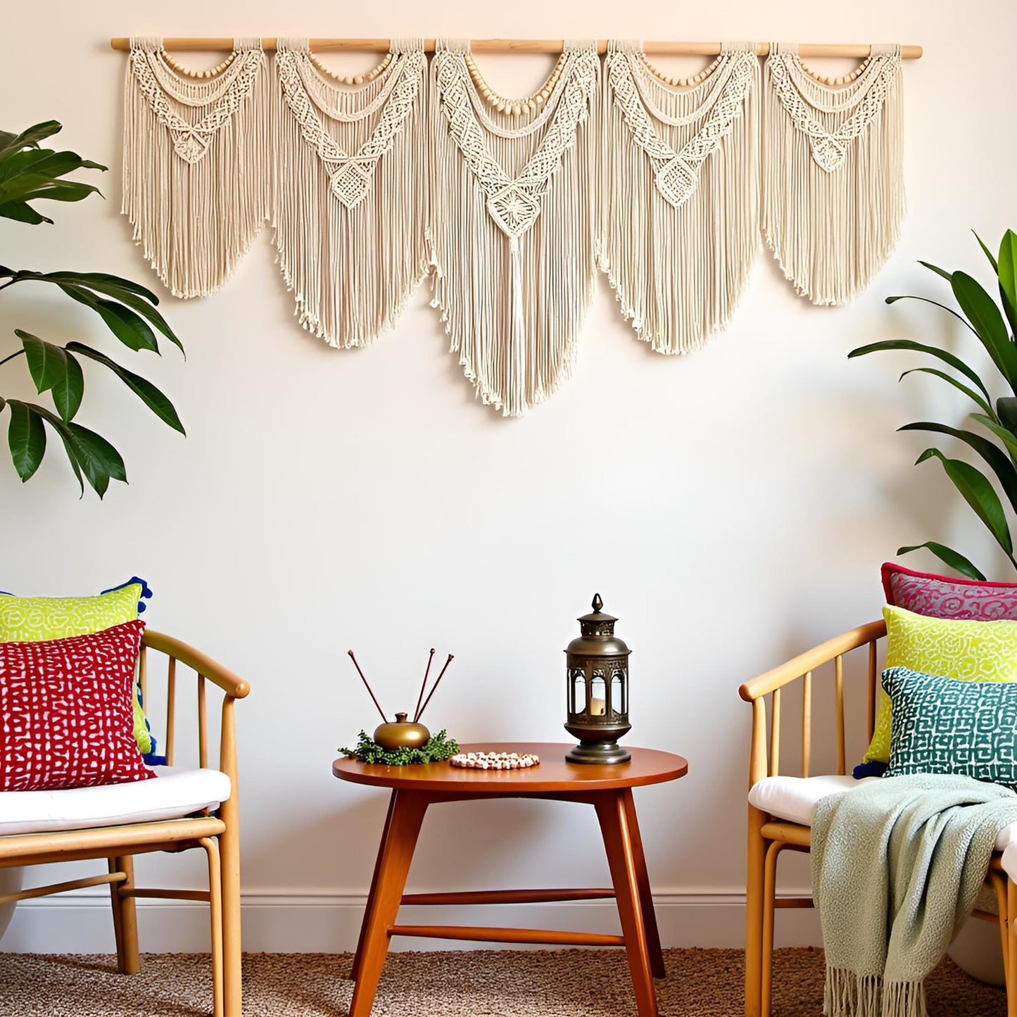 Extral Large macrame wall hanging, 71'' W x 32'' L boho wall art tapestry wall decor for urban entryway,living room,bedroom decor, headboard woven wall art, big fiber art over couch art for Yarn hallway