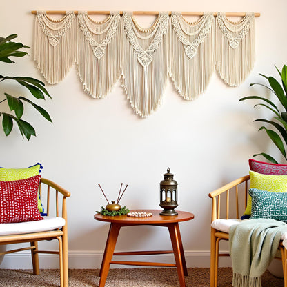 Extral Large macrame wall hanging, 71'' W x 32'' L boho wall art tapestry wall decor for urban entryway,living room,bedroom decor, headboard woven wall art, big fiber art over couch art for Yarn hallway