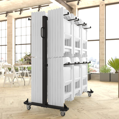 UPGORILO Double-Row Chair Rack with 72 Commercial Grade White Resin Folding Chairs