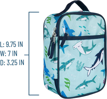 Wildkin Day2Day Kids Lunch Box, Insulated & Easy Access for School & Travel - Shark Attack