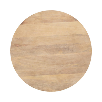 Kate and Laurel Aja Bohemian Round Mango Wood Coffee Table, 26 inch Diameter, Light Natural, Decorative Geometric Modern Coffee Table for Hosting, Storage, and Living Room Decor