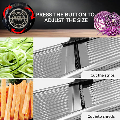 Mandoline Slicer, Mandoline Food Slicer for Kitchen, Mandolin, Vegetable Chopper, Veggie Slicer, Adjustable Stainless Steel Veggie Onion Tomato Julienne Cutter with 1 Pair Cut-Resistant Gloves