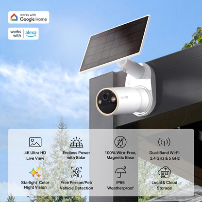 Tapo MagCam 4K Outdoor Wireless Security Camera – Battery Power with Solar Charging, Magnetic Mount, Person/Vehicle Detection, Subscription-Free Local or Optional Cloud, Works with Alexa, C460 KIT