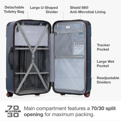 Traveler's Choice Maxporter II Polycarbonate Hardside Trunk with Spinner Wheels, Navy, 31-Inch Large Trunk