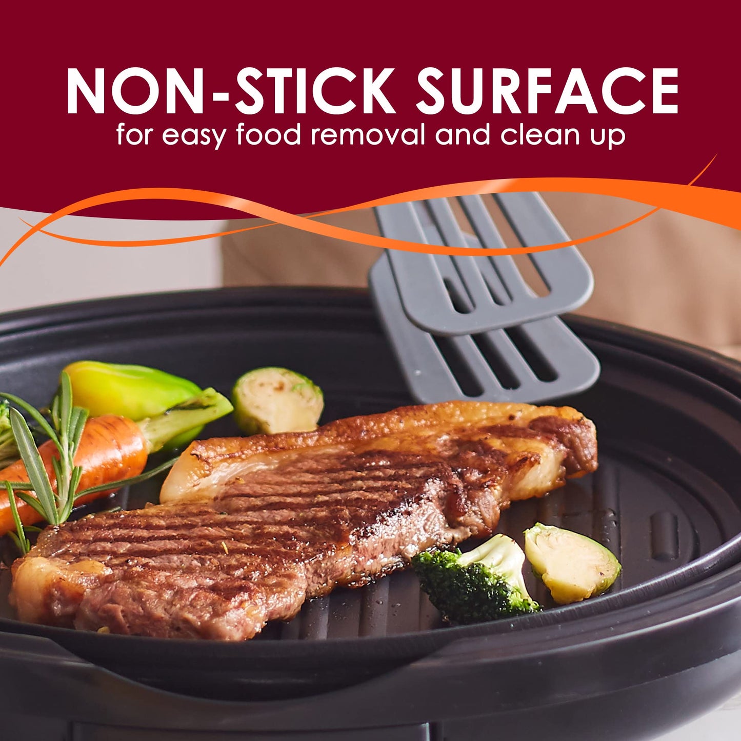 Elite Gourmet EMG-980B Smokeless Electric Tabletop Grill Nonstick, 6-Serving, Dishwasher Safe Removable Grilling Plate, Grill Indoor, Tempered Glass Lid, Adjustable Temperature, 14" Black