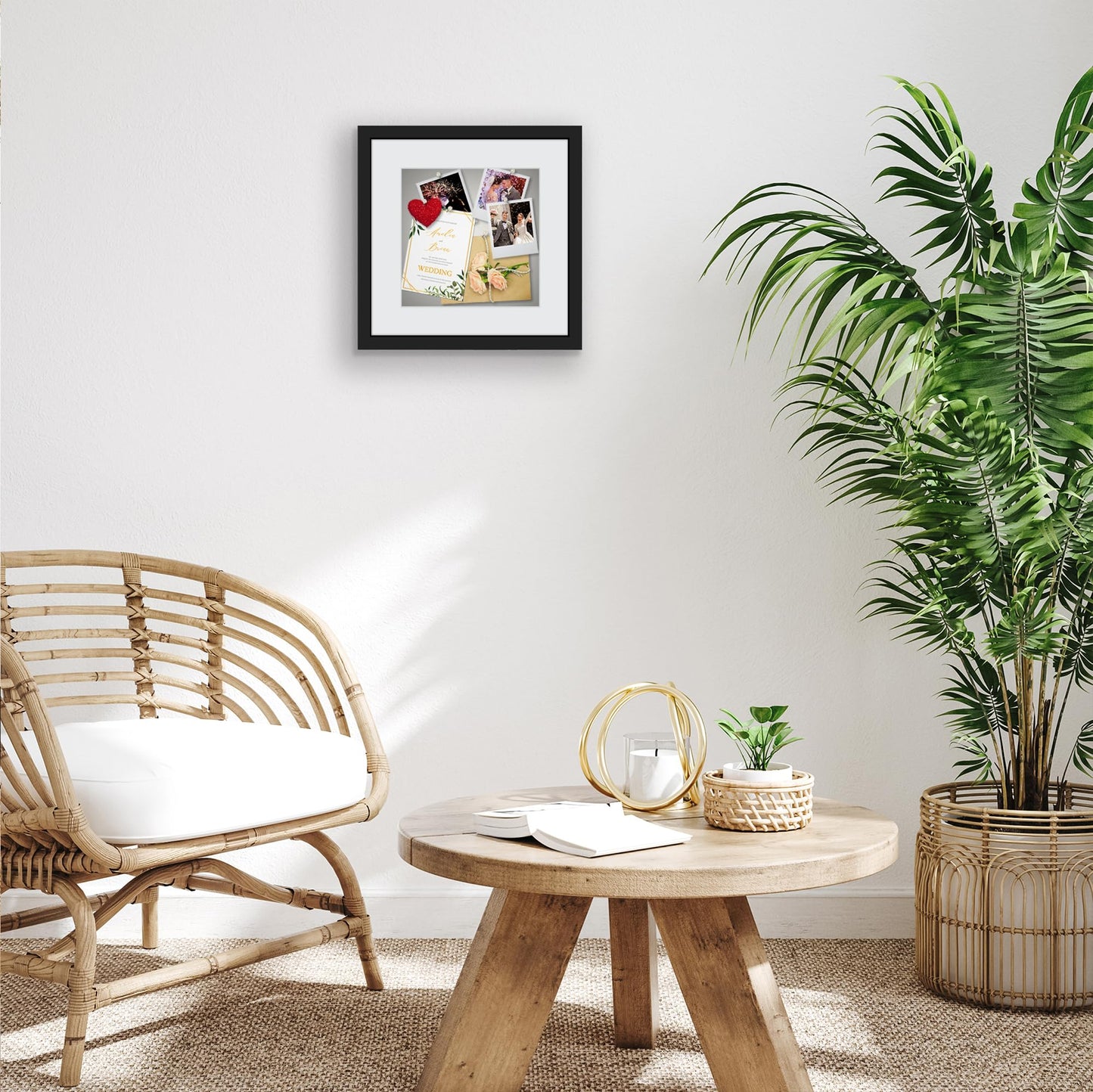 Americanflat 12x12 Shadow Box Frame with Shatter-Resistant Glass - Use as 10x10 Frame with Mat or 12x12 Without Mat - Silhouette Collection - Black with Soft Felt Back