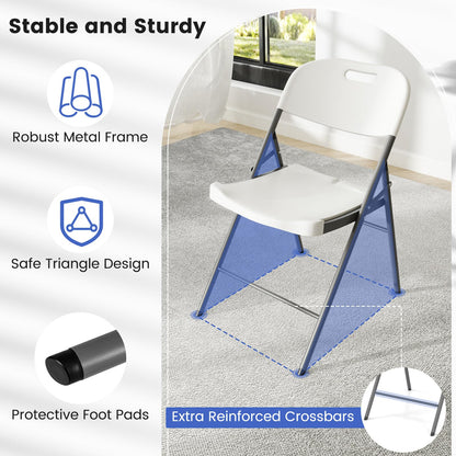 GOFLAME 12 Pack Folding Chairs, Heavy Duty Plastic Dining Chairs with Metal Frame, Portable Commercial Seats for Home Office, Indoor Outdoor Dining, Wedding, Party, Patio