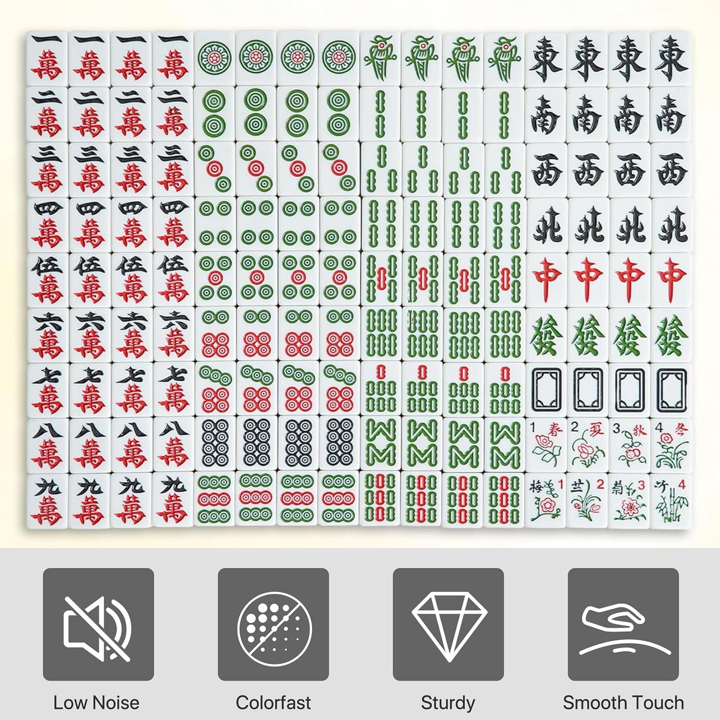 EDILLY Automatic Mahjong Shuffle Table, Folding Mahjong Table, 4 Legs, 4 Wheels, 4 Drawers, Chinese American Style, with 2 Sets of Tiles