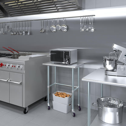 AmGood 18" X 30" Stainless Steel Work Table - with Open Base & Wheels | Food Prep | Utility Work Station | NSF Certified