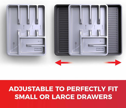 Mueller Flatware Kitchen Drawer Organizer, 19.7" x 15", Heavy-Duty Silverware Tray with 6 Compartments