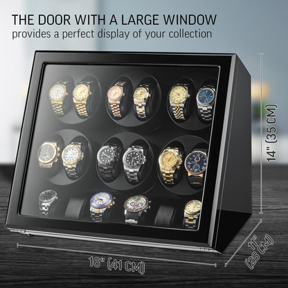 TIMECUBE 12 Watch Winder with 6 Storage Slots, LED Light and Automatic Motor-Stop