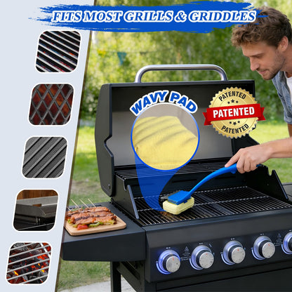 Grill Brush for Outdoor Grill, BBQ Grill Brush Bristle Free, Steam Grill Cleaner with Scraper, Grill Cleaning Brush with Replacement Head, BBQ Grilling Accessories Fit Most Grills, Gifts for Men Dad