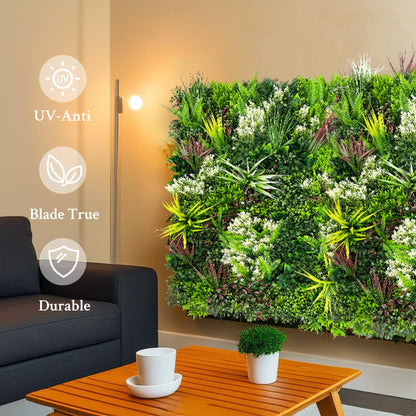ODTORY Artificial Plant Wall Panels: 6FT×12FT UV-Anti Faux Grass Wall Backdrop Boxwood Ivy Fence Privacy Screen Fake Greenery Leaf Hedge for Outdoor,Indoor,Garden,Backyard and Home Decor