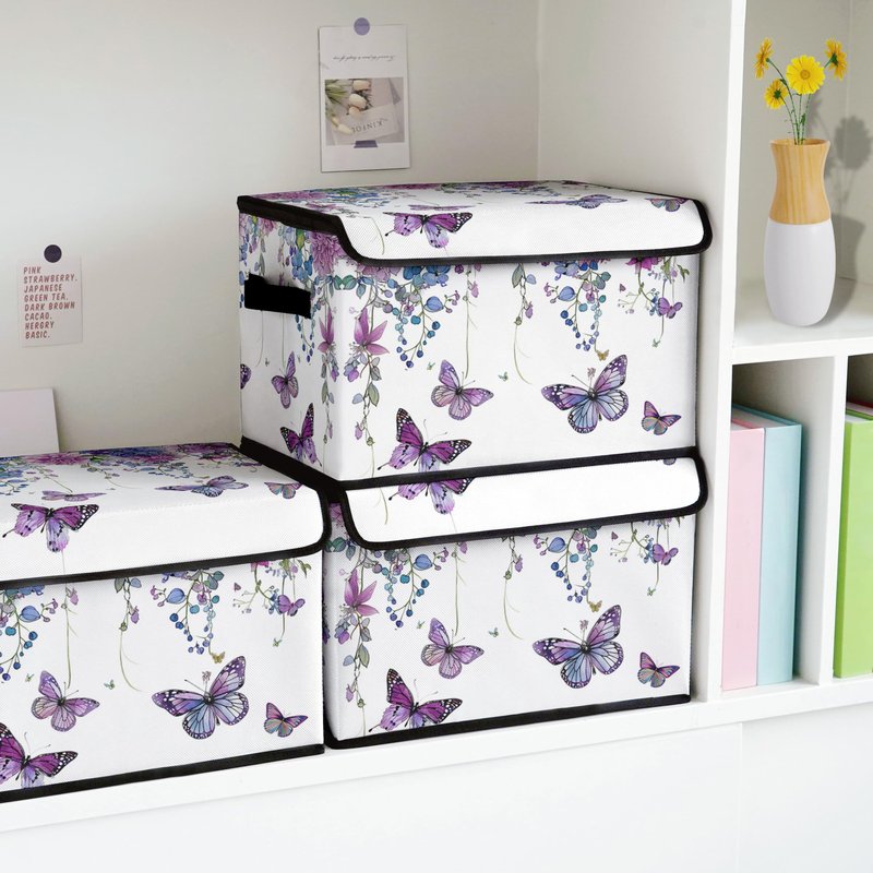 Dawuyu Stackable Clothes Storage Bins with Lids,Closet Organizers Fabric Box for Home and Office,Blanket Clothes Organizers,Under Bed Storage Containers 3 Pack.
