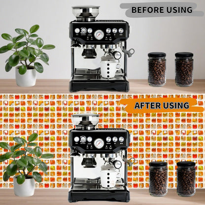 PVC Mosaic Tile Stickers 24 PCS Peel and Stick Checkerboard Wall Decals Self-Adhesive Backsplash for Kitchen Bathroom RV Waterproof Removable Instant Grid Upgrade (Style D, 3.94 x 3.94 Inch)
