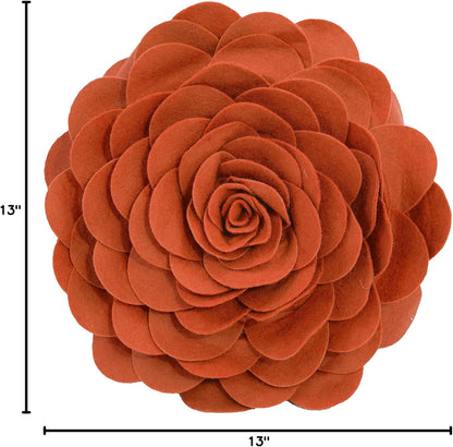Fennco Styles Eva's Flower Garden Decorative Filled Throw Pillow | 13" Round | Terracotta Floral Accent
