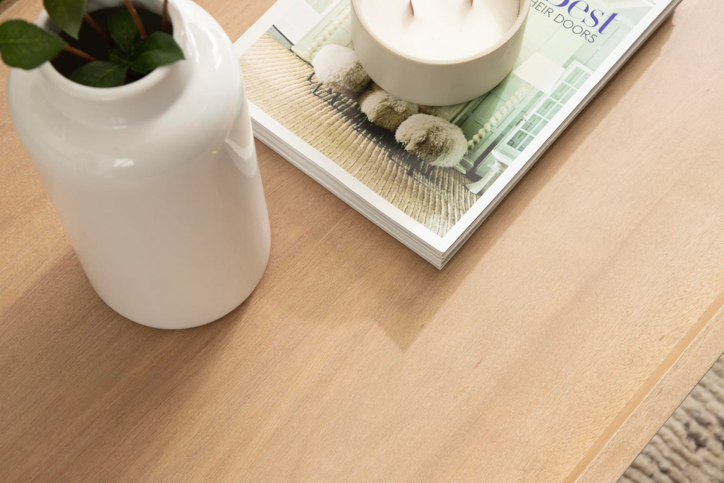 Kate and Laurel Eastmont Rectangle Wood Coffee Table; 46 x 22 x 17; Light Natural; Large Mid-Century Wooden Living Room Table with Stylish Tapered Legs and Adjustable Feet
