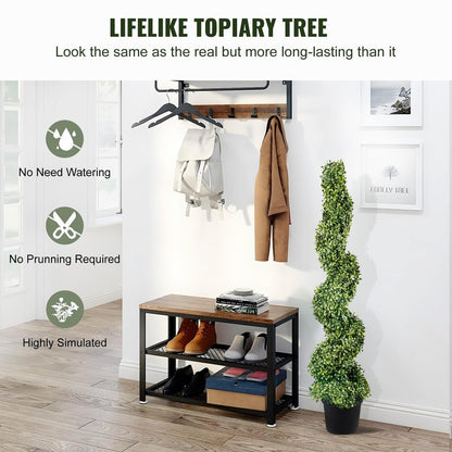 VEVOR Artificial Boxwood Spiral Topiary Trees, 4ft Tall (2 Pieces) Faux Plant Outdoor, All-Year Green Fake Plant with Replaceable Leaves for Decorative/Indoor/Porch/Garden