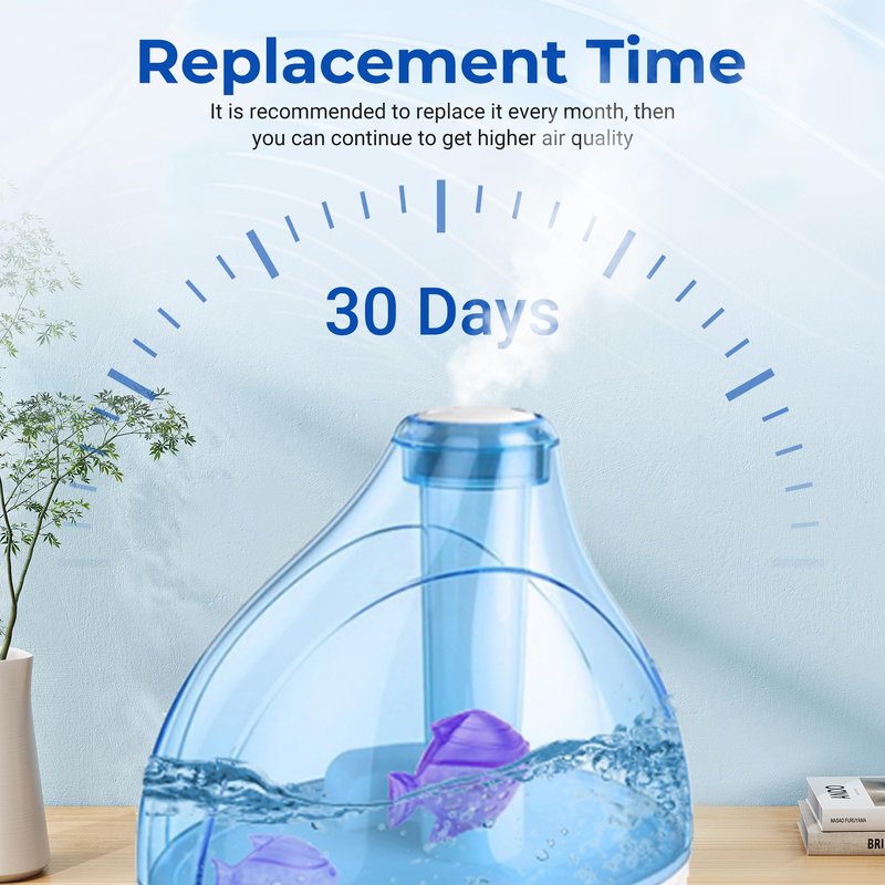 Funmit Humidifier Cleaning Fish, 12 Pack Humidifier Cleaner for Humidifiers and Fish Tanks, Purifies Water, Prevents Hard Water Build-Up, Reduces Scale, Purple