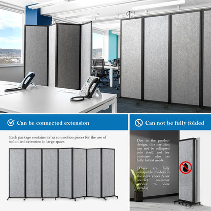 Strongbird Room Partition,Office Divider,Portable Commercial Screen Dividers,Privacy Partition Separator,Classroom School Dividers,6'4"L* 6'7"H,3 Panel,Light Grey