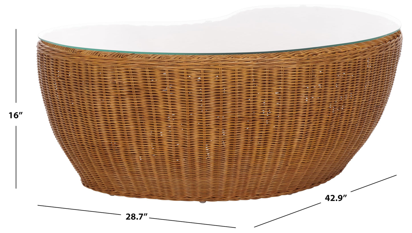 SAFAVIEH Couture Collection Hylda Natural Rattan Glass Top Coffee Table (Fully Assembled)