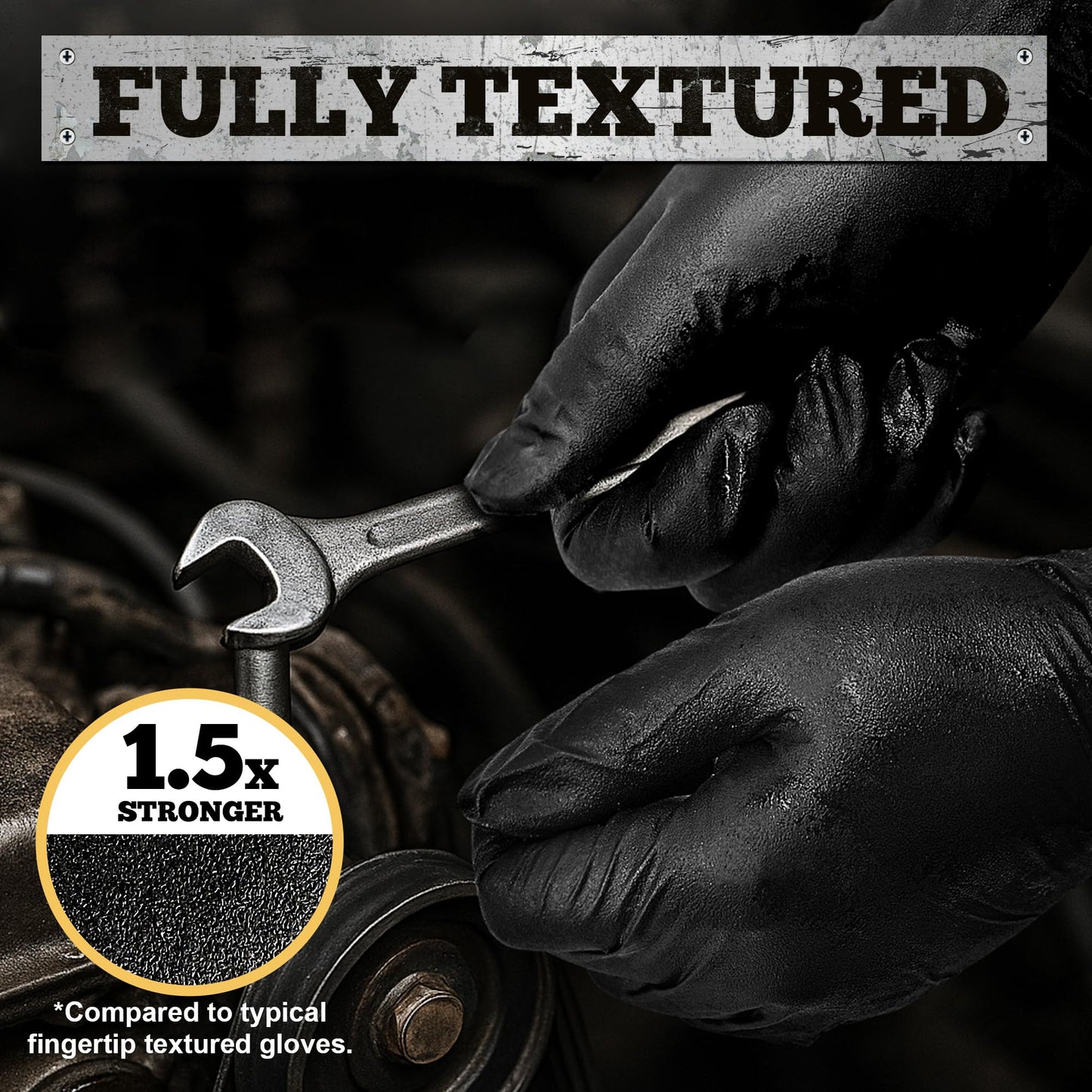 TitanFlex Heavy Duty Black Nitrile Gloves, 6-mil, Fully Textured, Large 100-ct Box, Mechanic Disposable Gloves, Work Gloves, Latex Free, Powder Free, Rubber Gloves for Food Prep