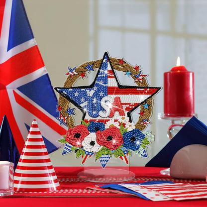 Frienda 3 Pcs 4th of July Diamond Art Patriotic Table Centerpieces Independence Day Diamond Table Decorations Red White Blue Tabletop Decor United States 250th Anniversary Home Decor