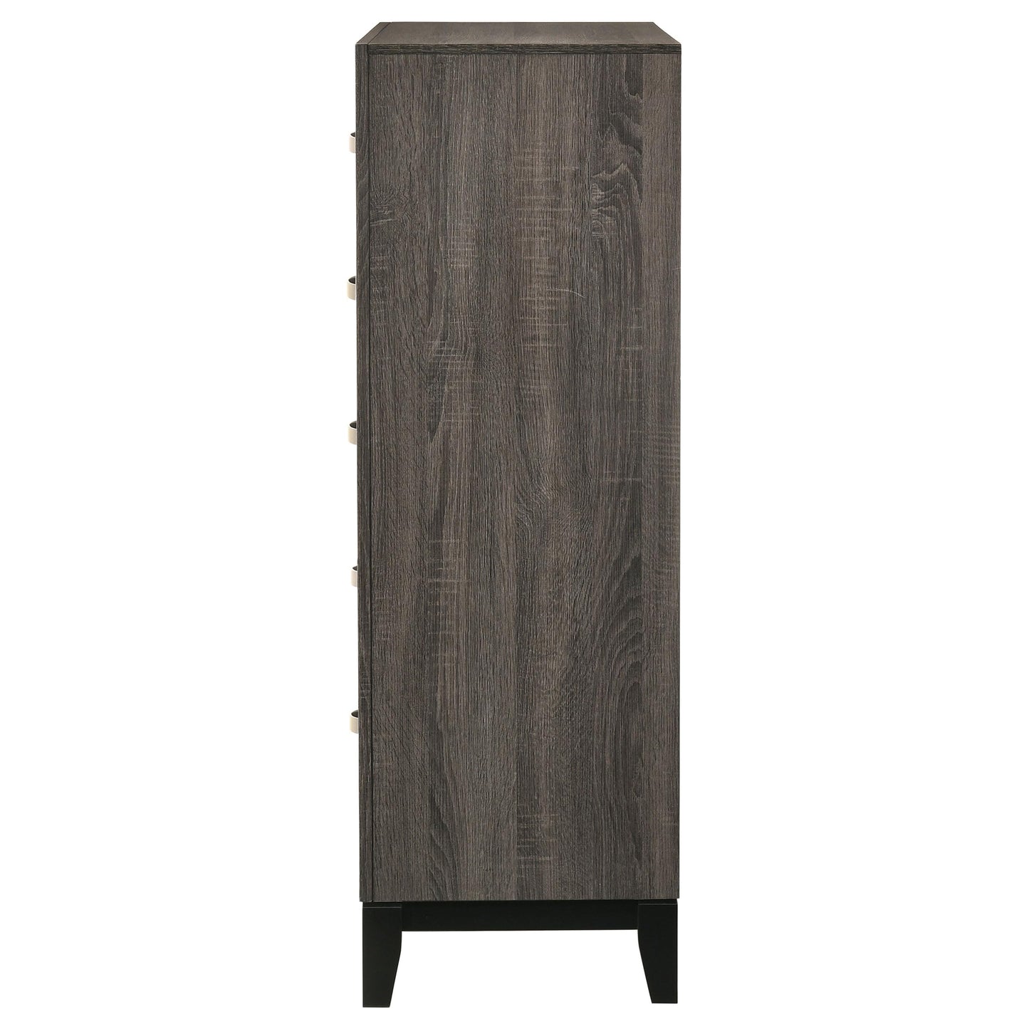 Coaster Home Furnishings - Watson - Wood - 5-Drawer Chest with Groove-Detailed Fronts, Black Legs, and Nickel Pulls - Bedroom - Gray Oak - 212425