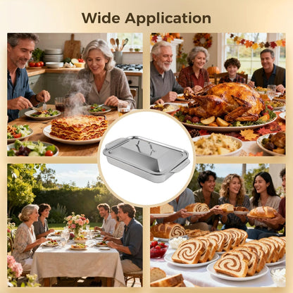 Skiennix Stainless Steel Cake Pans - 9x13 Rectangular Baking Trays with Silicone Brush & Spatula