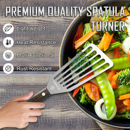 EXAIEW 2 Pack Fish Spatula Stainless Steel，Flexible Metal Spatula Perfect for Flipping Eggs, Burgers and Baking, Durable Lightweight Kitchen Slotted Turner for Cooking & BBQ, Perfect Gifts