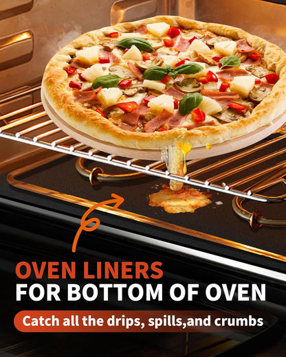 Skiennix Oven Liners - Heavy Duty Non-Stick Mats for Electric & Gas Ovens | 17x25" | BPA & PFOA Free, Dishwasher Safe, Black