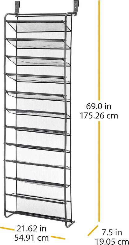 36 12 Closet 69"L 21.7"W 7.5"H, Whitmor Pair Over the Door Shoe Organizer, Tier Hanging Shoe Organizer, Heavy Duty
