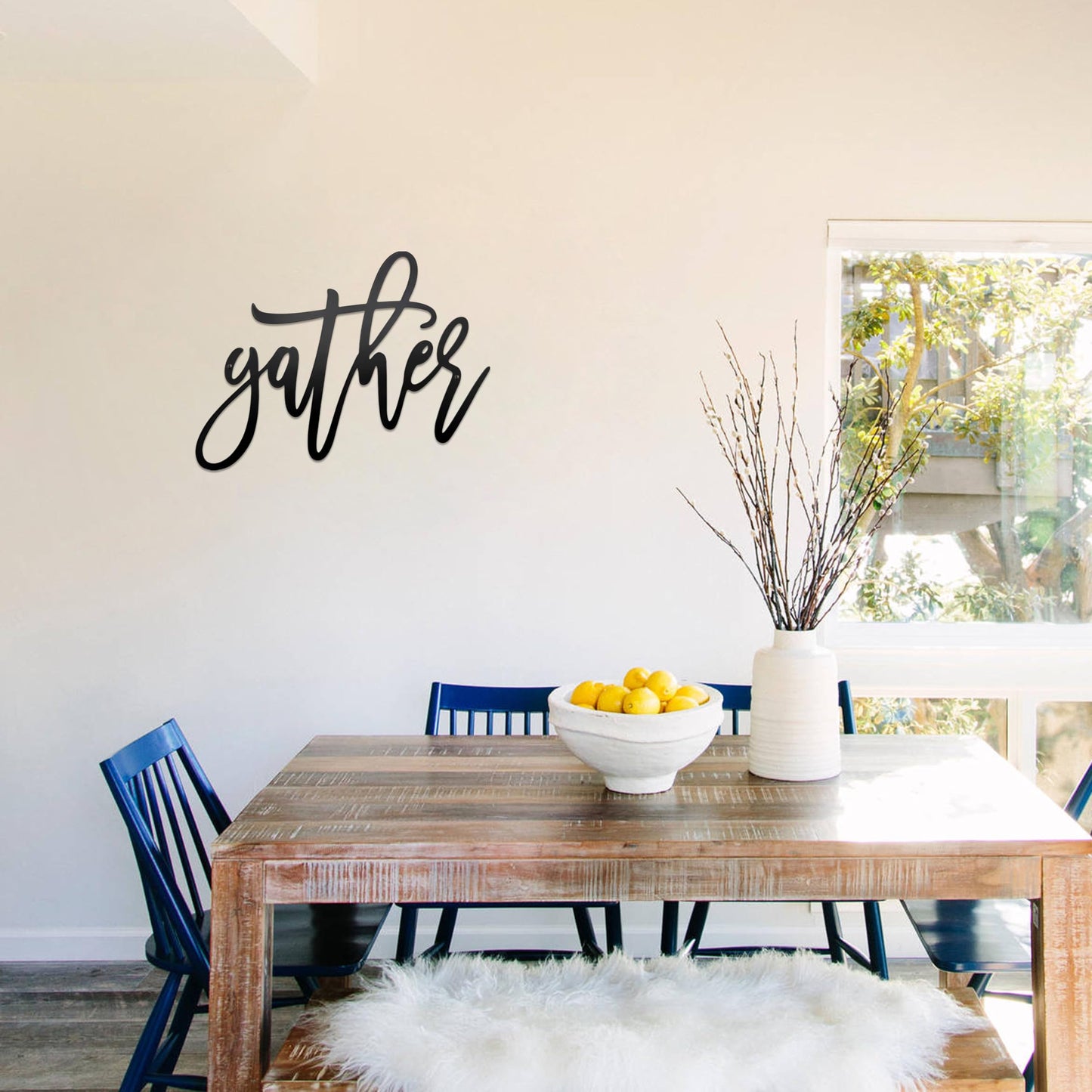 Metal Gather Sign Wall Decor Metal Cut Words Laser Cut Word Farmhouse Decor for Home Living Room, Bedroom, Bathroom and More