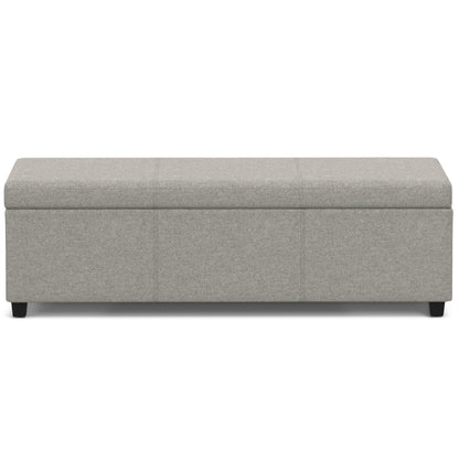 SIMPLIHOME Avalon Extra Large Storage Ottoman Bench - 54 inch Wide Upholstered Linen Look Fabric Rectangular Lift-Top Ottoman in Cloud Grey, Contemporary Bench for Living Room with Hidden Storage